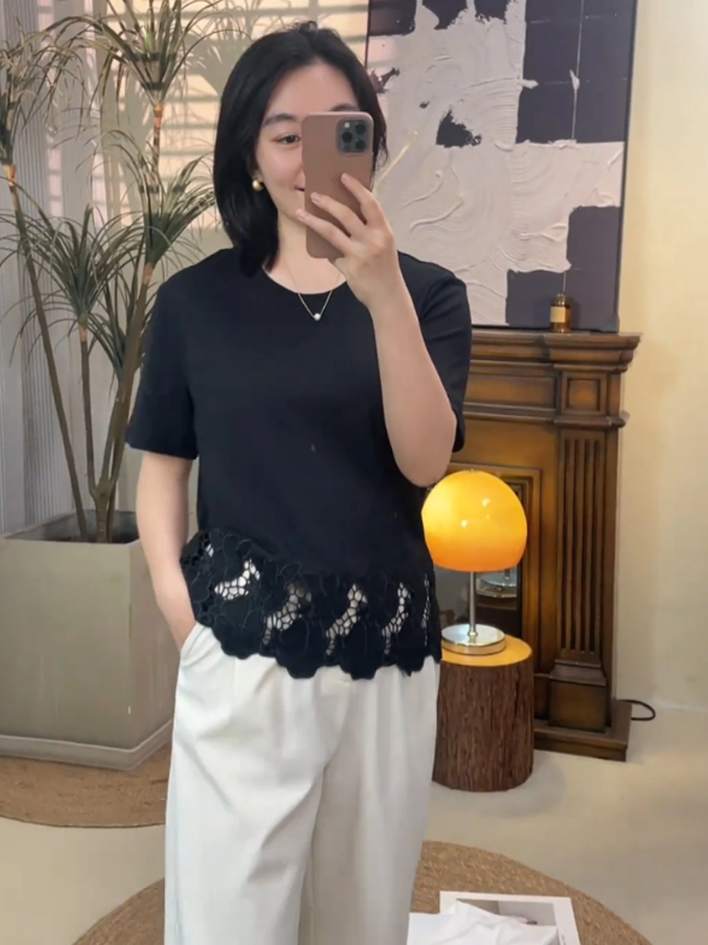 Estate Nuovo Sle Scava fuori rotondo Ne Loose Fit ort Sve T-irt Coreano Pendolarismo Sle Colore puro Base irt Faion Design