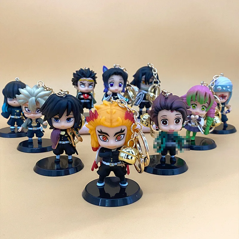 10 Characters Demon Slayer Kimetsu no Yaiba Kamado Tanjirou Nezuko Model Pendant Cosplay Keychain Cartoon Accessories Keyrings