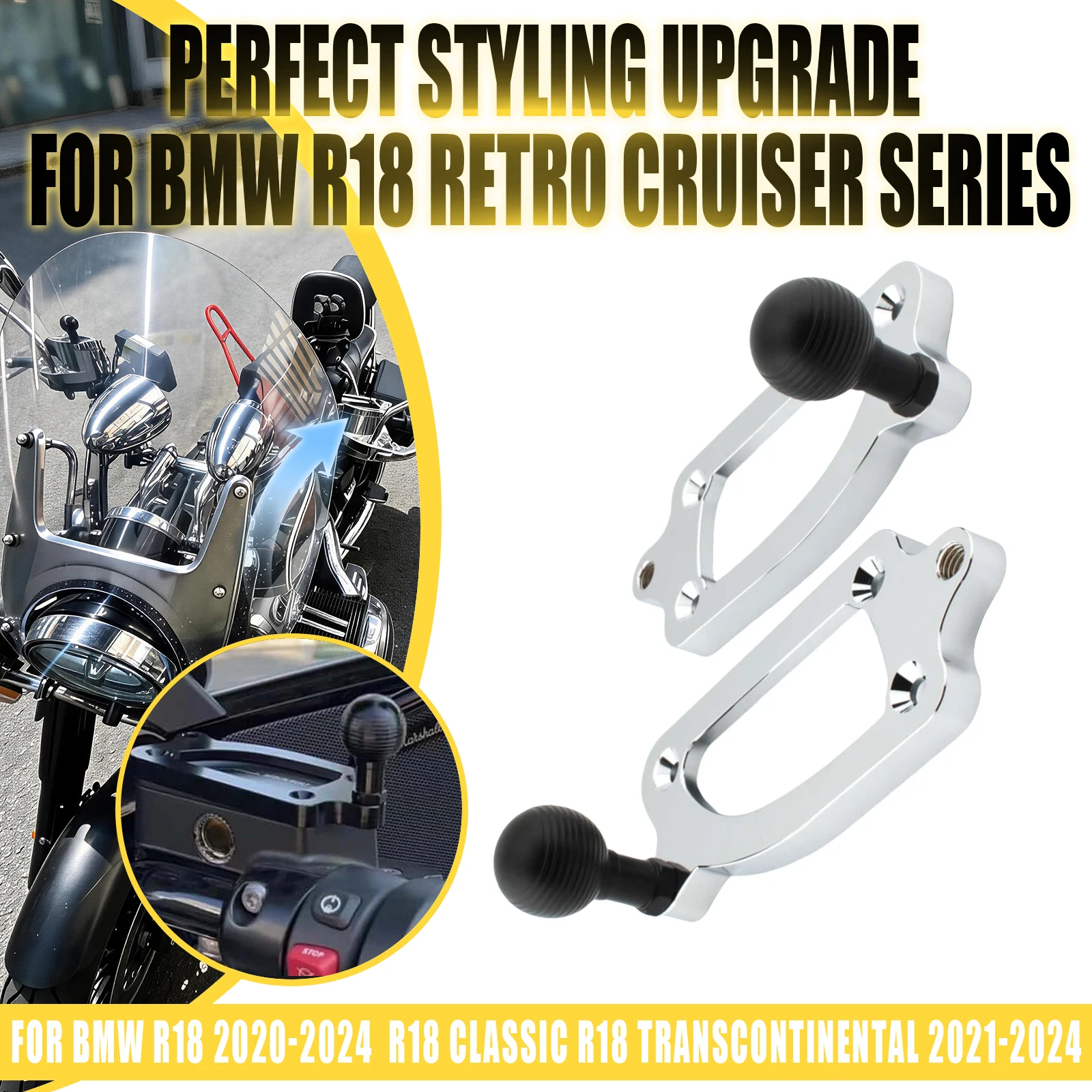For R18 R18B R18TC 1 Pair Motorcycle Upper Pump Cover Hand Bracket Ball Head GPS Mount Brake Oil Cup Decorative