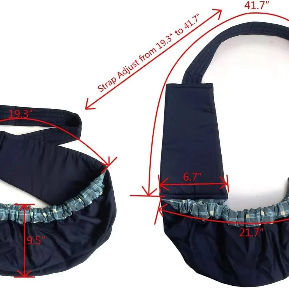 FurStarPet Sling Carrier, Adjustable Bag, Small Dog Cat Outdoor Shoulder Carrier Most Suitable: 3-8 Lbs (Blue Plaid)