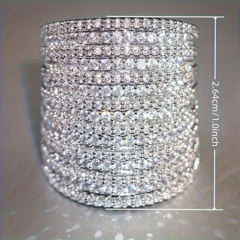 1Pc Luxury Wide-sided Synthetic Zirconia Ring, Exaggerated and Sturdy Design, Exquisite Multi-functional Accessories for Parties and Banquets, Holiday Gifts, Birthday Gifts
