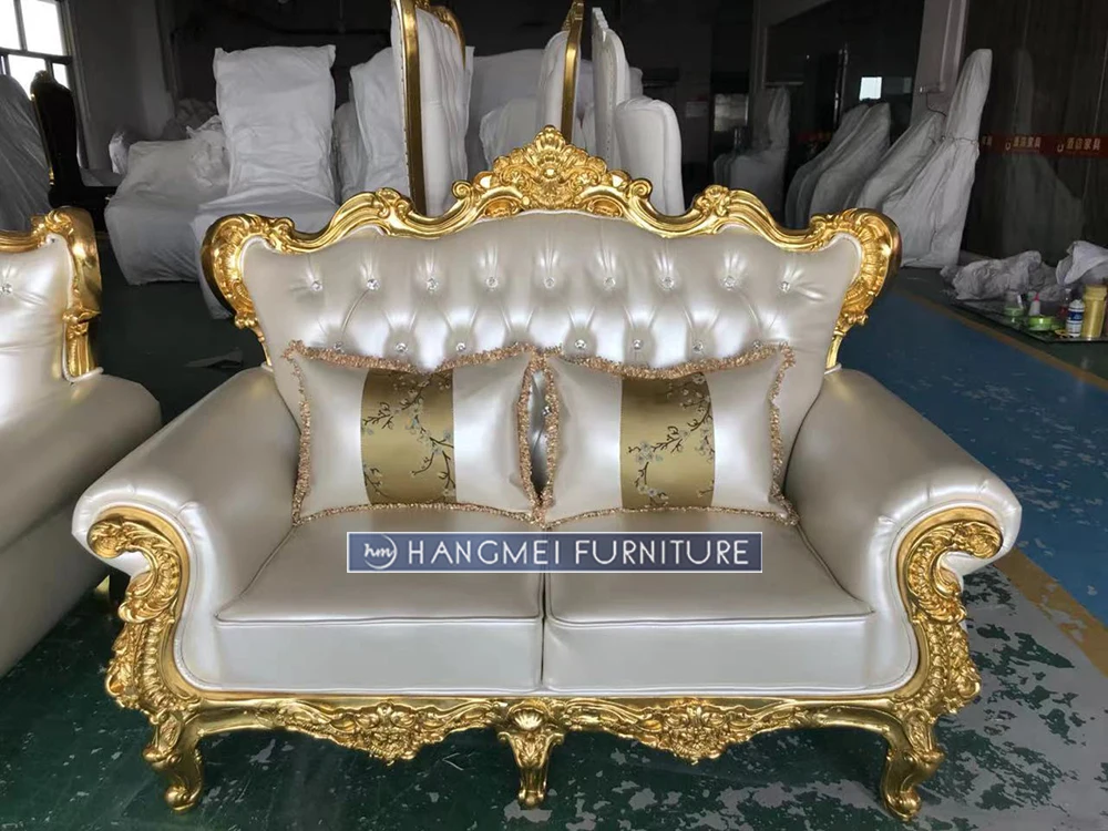 #Wholesale Hotel Furniture Gold Frame Soft Cushion Party Event Banquet king Throne Wedding Banquet Sofa Sets