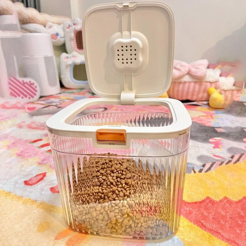 

Flip Cover Dog Food Storage Container Transparent Large Capacity Cat Dry Food Box Sealed Plastic Pet Food Storage Barrel