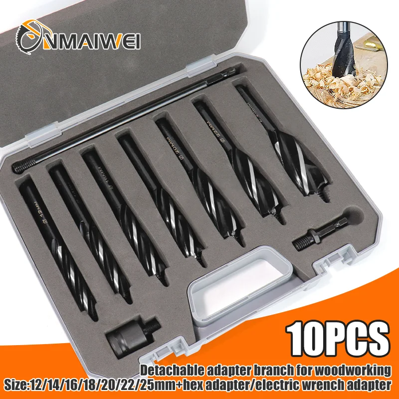 

10pcs Set 12-25mm Short Woodworking Drill Bit Electric Wrench Special Reaming Twist Drill For Drilling Holes in Wood