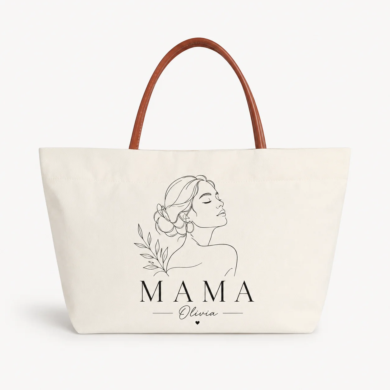 

Custom Mom Name Canvas Tote Bag With Zipper Single Shoulder Shopping Bag Large Capacity Handbag Eco-Friendly For Travel Commute