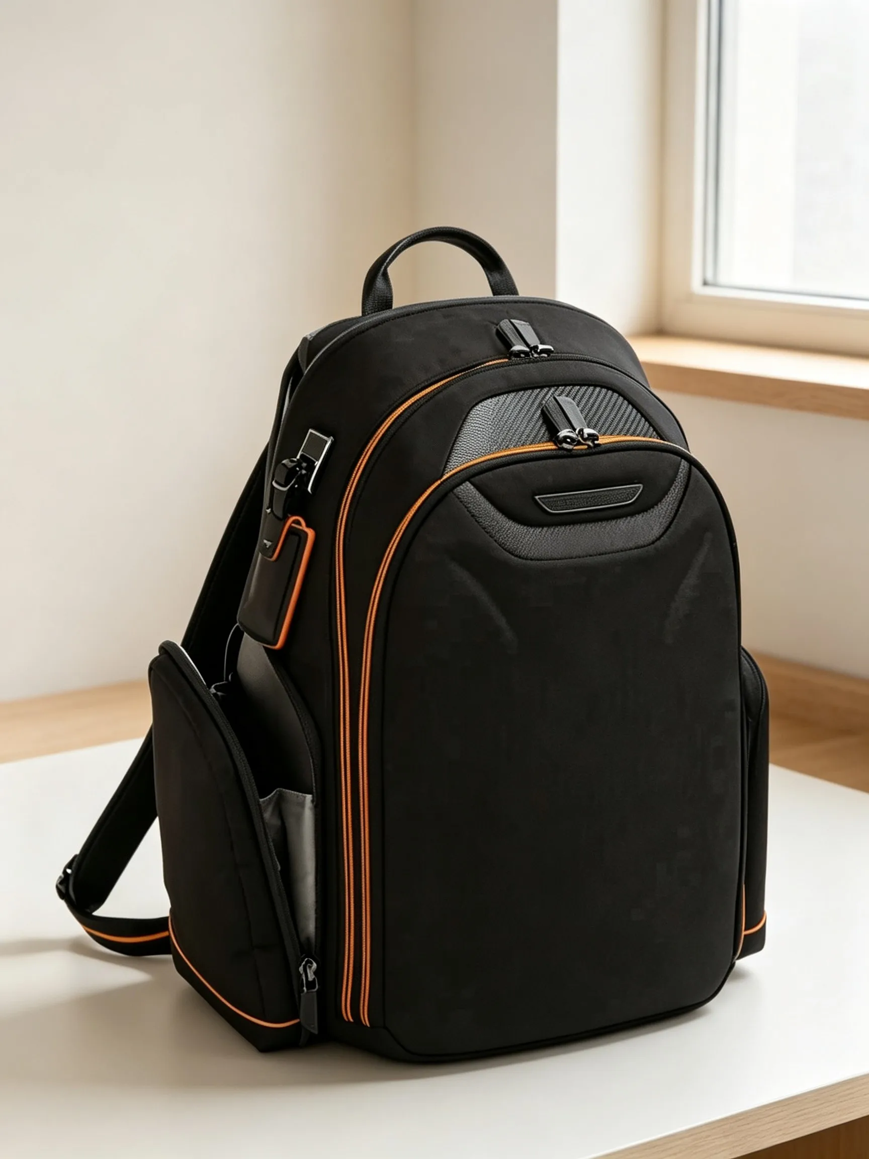 Men Business Casual Nylon Laptop Backpack, Waterproof Large Capacity Commuter School Daypack