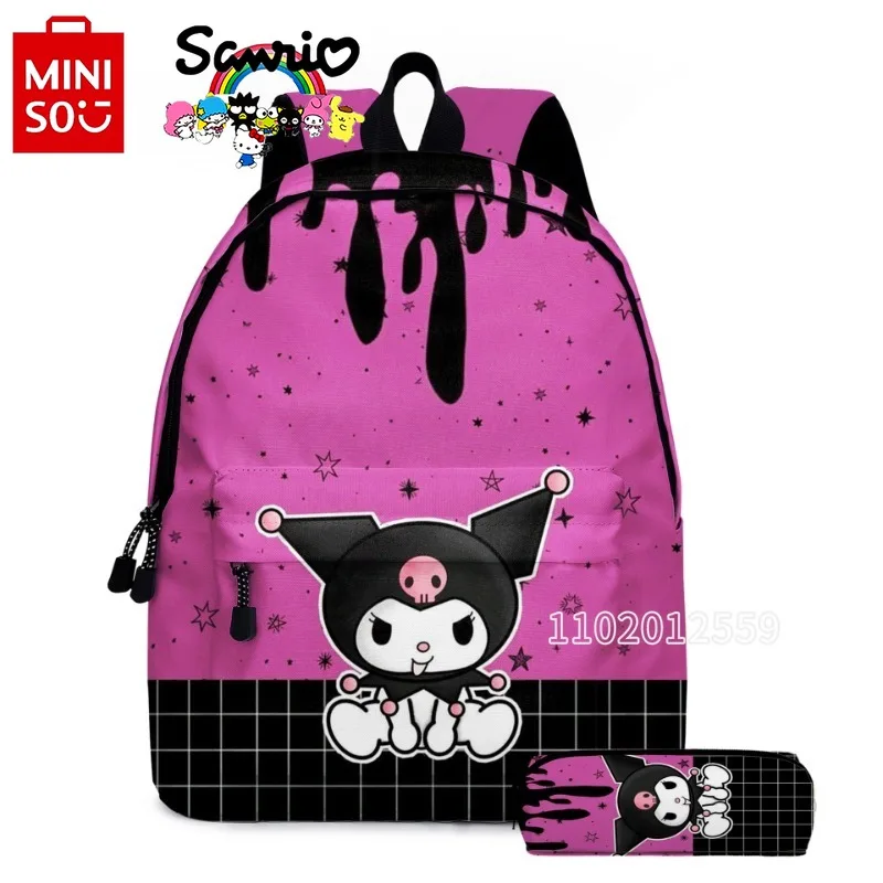 Miniso Kuromi New Girls' School Bag Luxury Brand Fashion Girls' Backpack Cartoon 2-piece Set Girls' School Bag Large Capacity