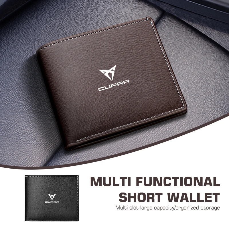 Car Logo Wallet Card Bag Driver License Holder Minimalist Purse For Cupra Seat Leon Mk3 Mk2 5f 6j 6l Tarraco Formentor Altea