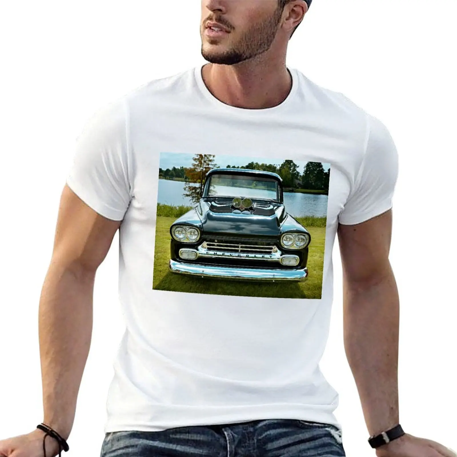

1958 Chevy Apache Pickup T-Shirt cotton tshirt 100% t shirts for man slim fit T-Shirt