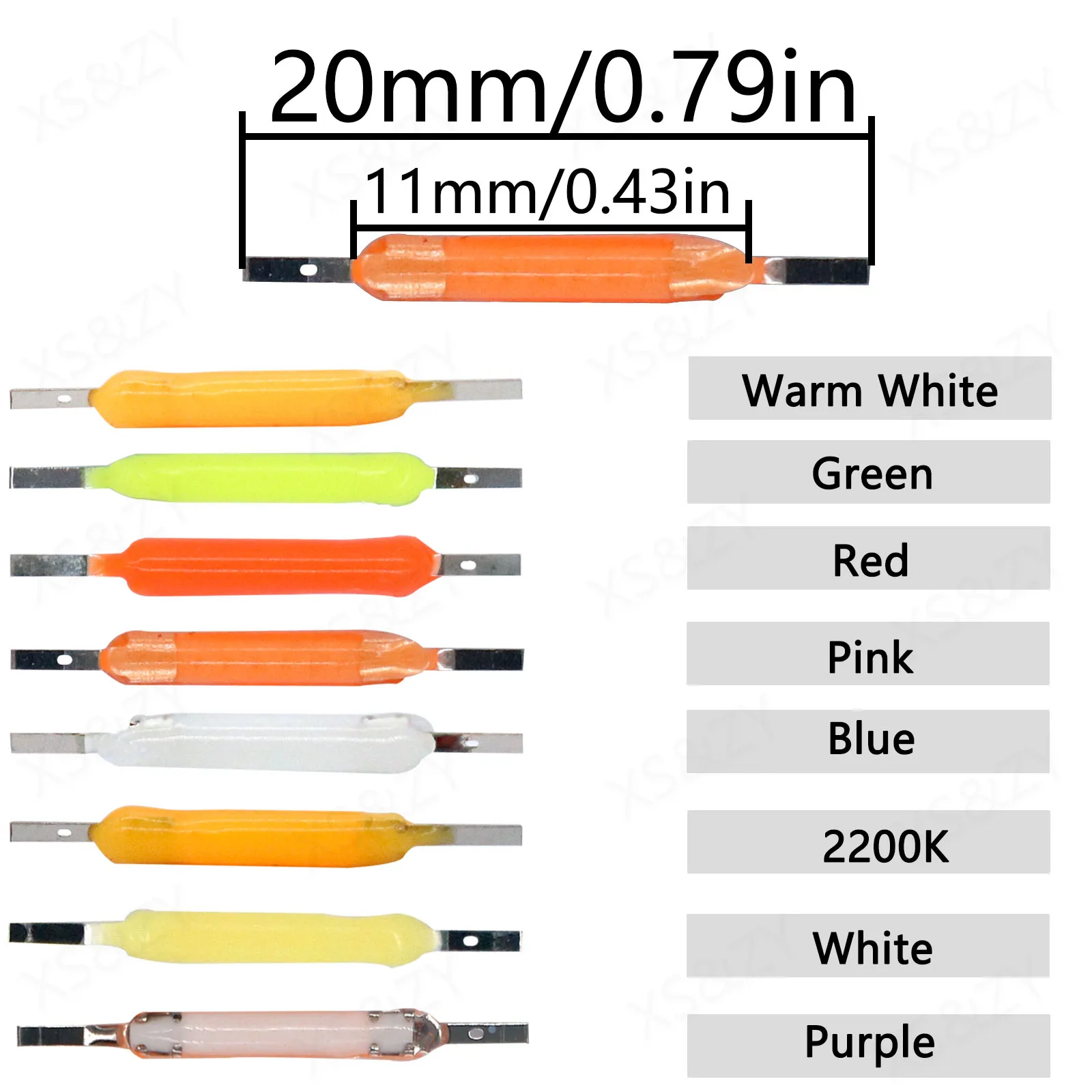 10pcs 20mm LED Filament Edison LED Bulbs DC3V 50mA Ra80 2200K 2700K White Red Green Blue Pink Purple Indoor Outdoor LightingDIY