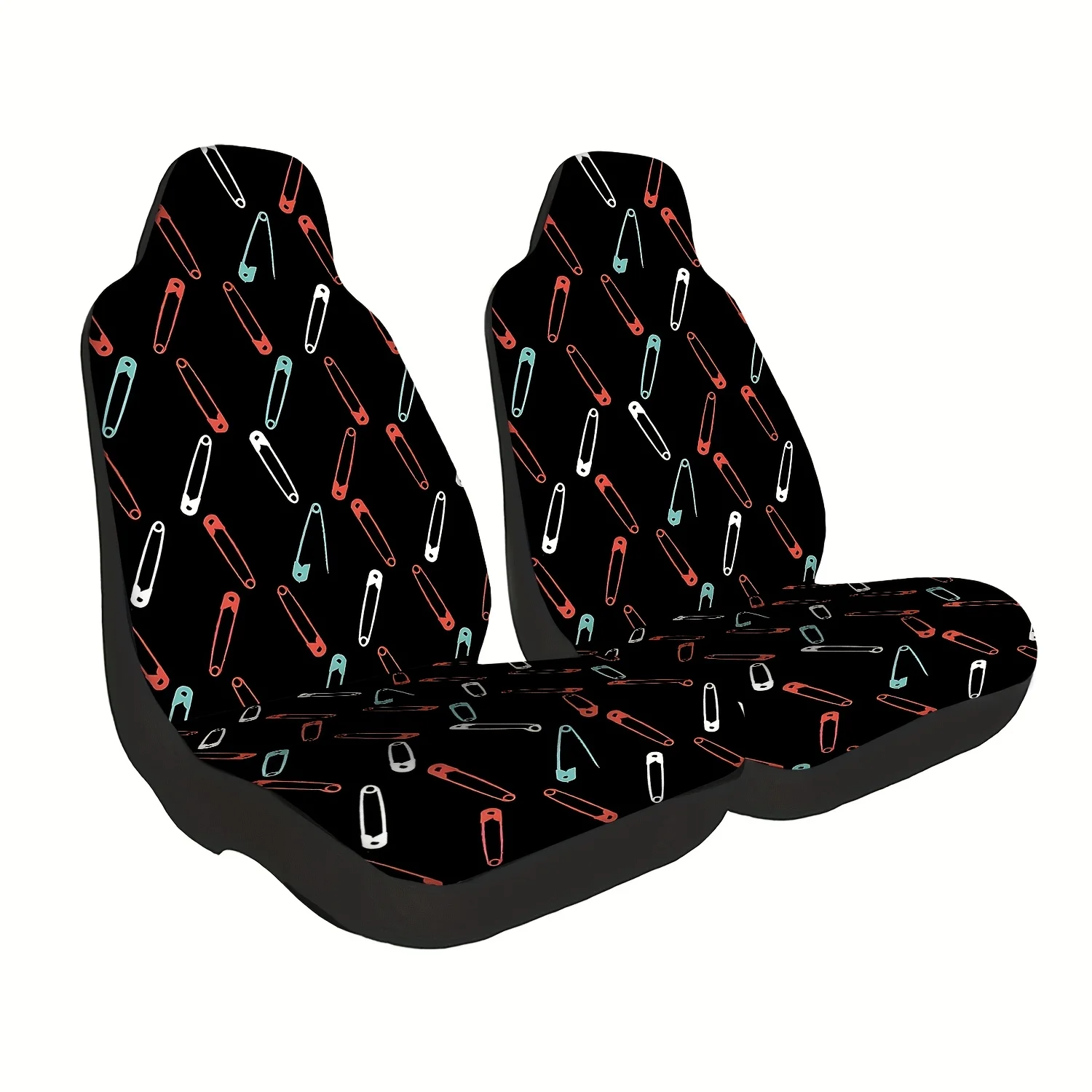 2pcs Colorful Pin Pattern Car Seat Covers, Cute Car Interior Seat Accessories Front Seat Protectors For Cars, Trucks, Vans, SUVs