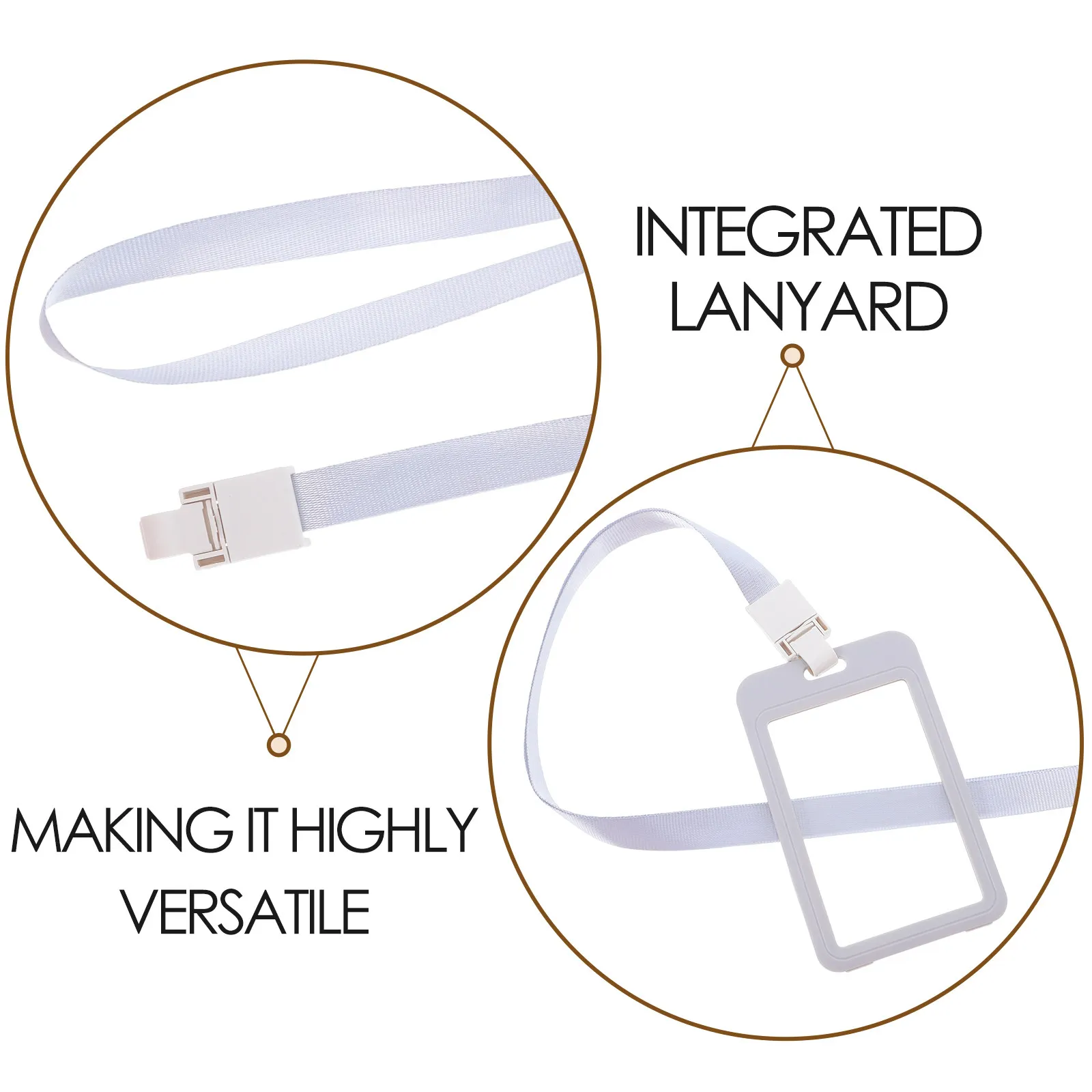 5Pcs Vertical Double-Sided Clear Id Badge Holder with Integrated Lanyard for Work School Cruise Event Staff Student Meal Water