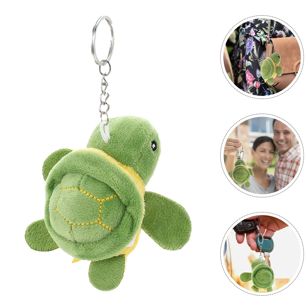

4 Pcs Turtle Keychain Stuffed Pendant Plush Adorn Backpack Hanging Toy Lovely Keyring Fluffy Mini