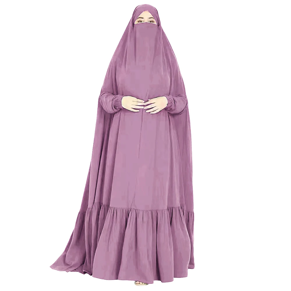 Imagem -05 - Abaya com Capuz para Mulheres Muçulmanas Roupas Islâmicas Vestido de Oração de Uma Peça Dubai Khimar Turco Roupa Islâmica Ramadã Khimar Jilbabs