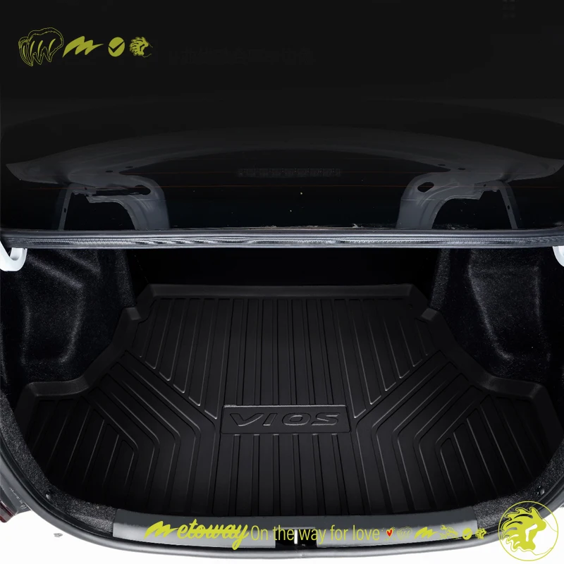 For Toyota Vios FS 2008-2024 Custom Fit Car Trunk Mat All Season Black Cargo Mat 3D Shaped Laser Measured Trunk Liners