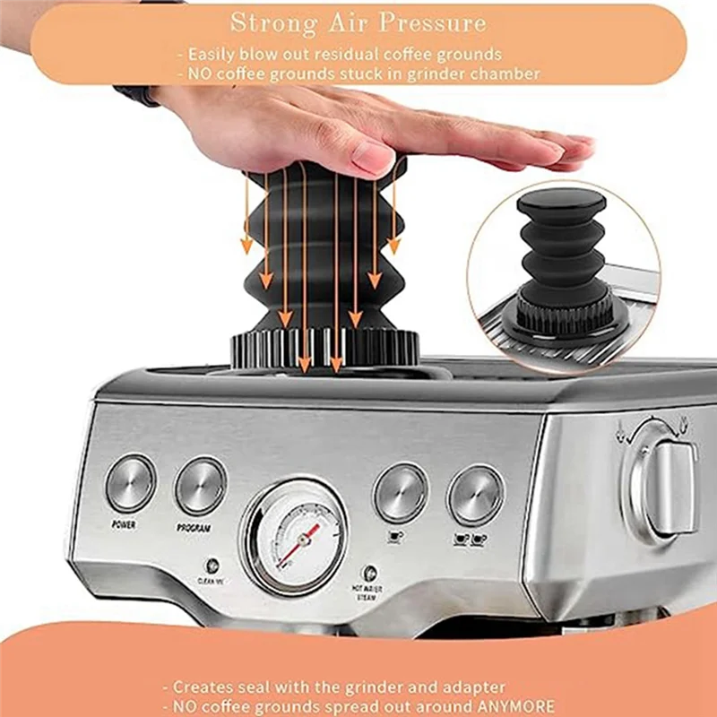 مناسبة لـ Breville Blowing Powder Bin Coffee Grinder Air Blowing Bean Bin Dosage Hopper مع منفاخ (غطاء أسود) # ABGP