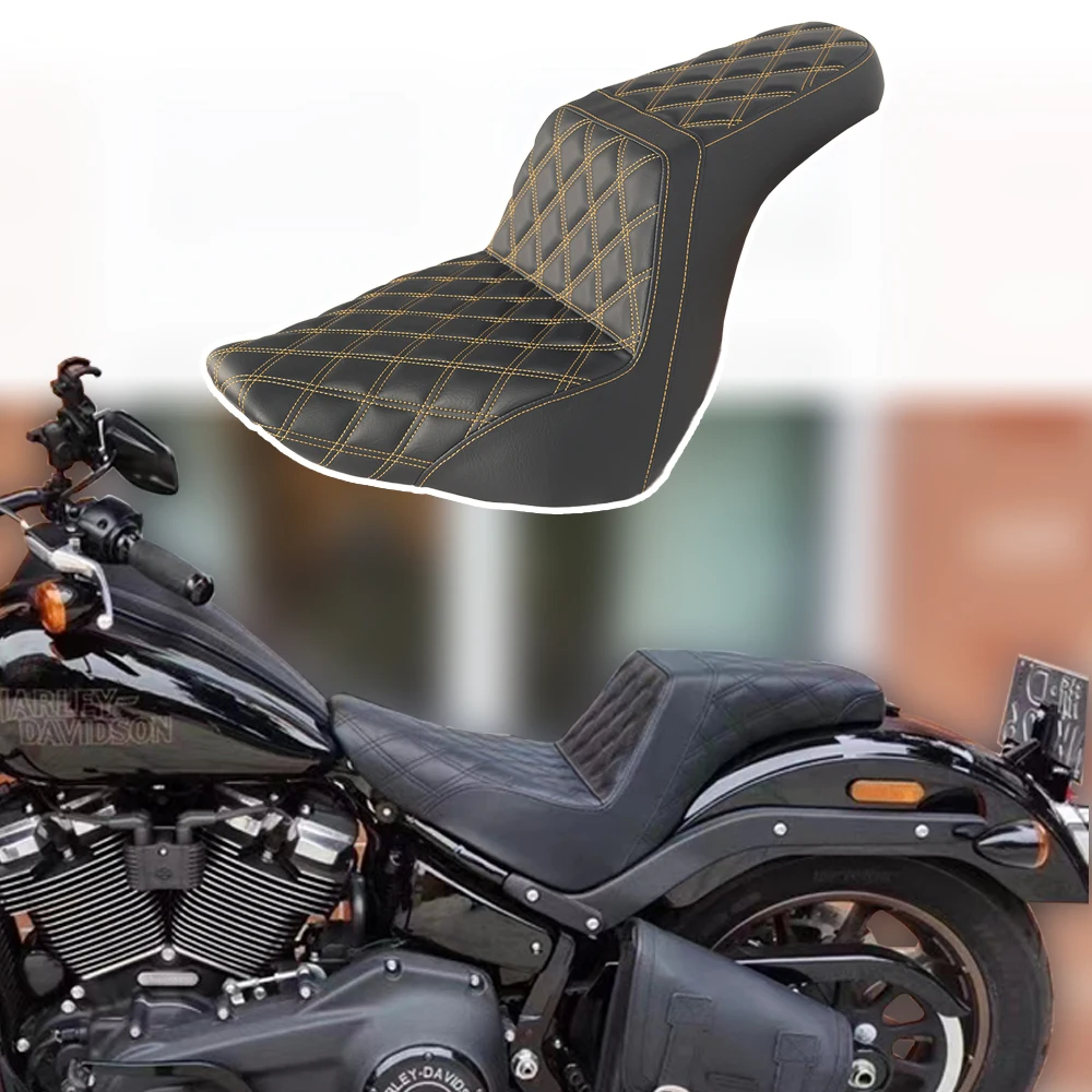 

STLF Motorcycle Custom World Step up Seat Diamond Gel Inside Red Orange STITCH for Softail 18+ Softail FXLR FXLRS FXLRST
