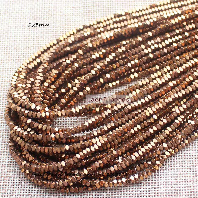 2x3mm Natural Hematite Very Shining Faceted Square Beads\