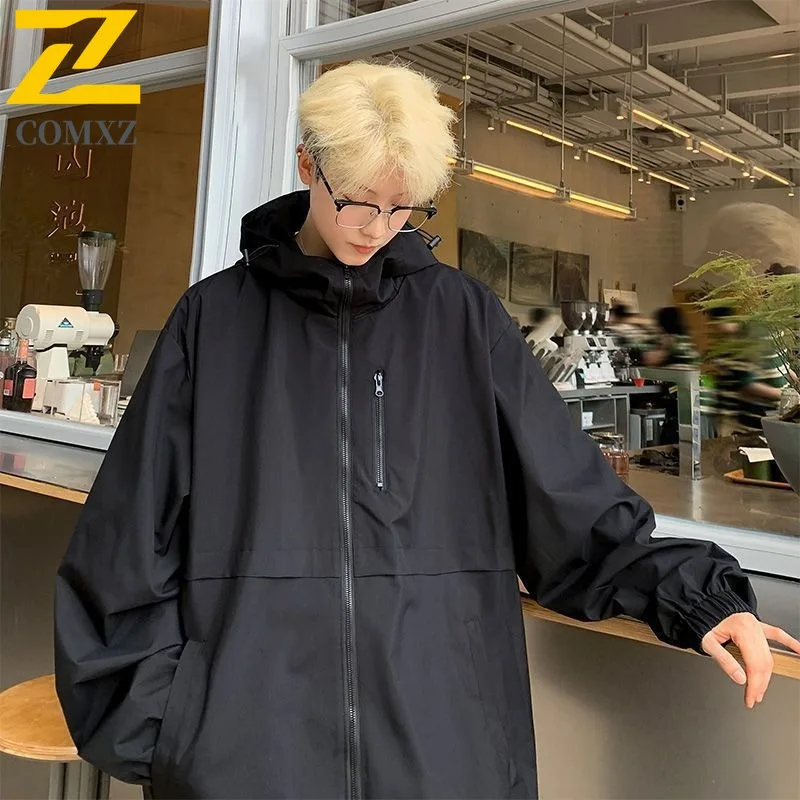 سترة خريفية مقاومة للماء بغطاء للرأس مقاومة للرياح سترة واقية خارجية للمشي لمسافات طويلة ملابس العمل على طراز الشارع الحضري خفيفة الوزن