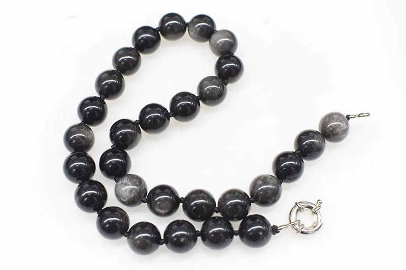 wholesale 10/12/14/16/18/20mm black agate round  necklace 45cm FPPJ nature beads for woman gift