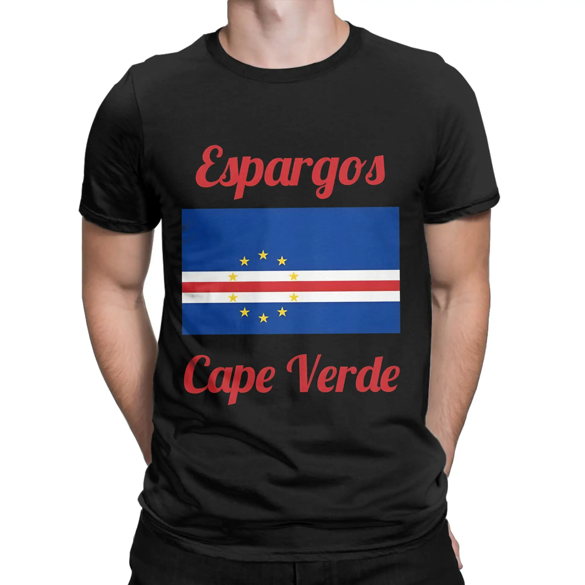 Cape Verde Flag  Men T Shirt  Vintage Tee Shirt Short Sleeve O Neck T-Shirts Cotton Printed Clothing
