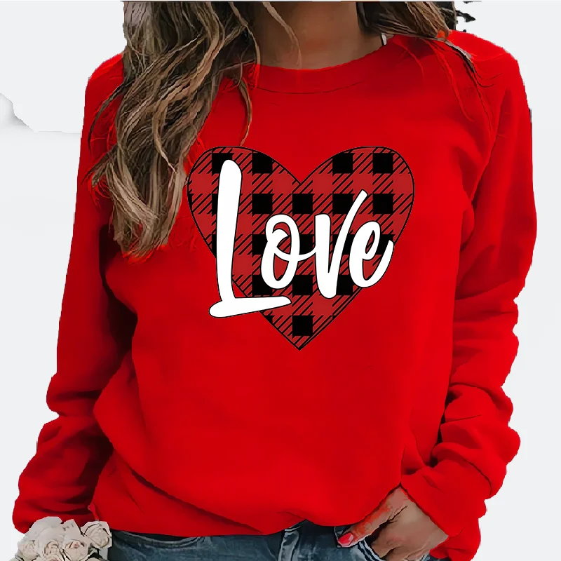 Valentine's Day Hoodie LOVE Love Printed Fleece Hoodie Clothes  Sweatshirt  Sweatshirts  Streetwear Women  Harajuku