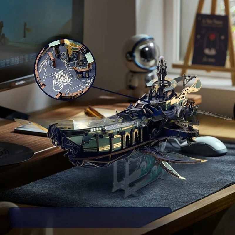 Whale spaceship assembly DIY movable handmade model 3D three-dimensional gift desktop decoration ornament