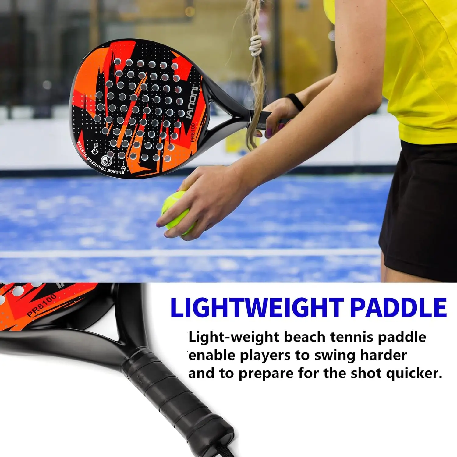 Padel Racket Carbon Fiber Surface with EVA Memory Flex Foam Core Padel Tennis Racquets Paddle Tennis Racket