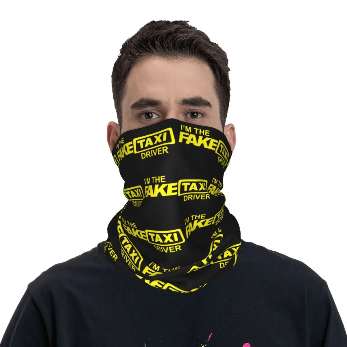 Pañuelo de Taxi falso para hombre y mujer, mascarilla estampada, bufanda cálida, senderismo, pesca, todas las estaciones