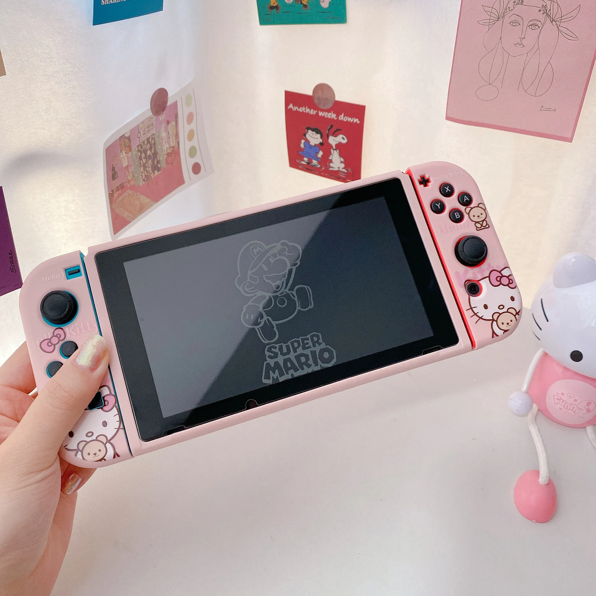 Sanrio Hello Kitty for Nintendo OLED Silicone Soft Painted Anti-drop Cover Can Split NS Handheld Game Console Protective Shell