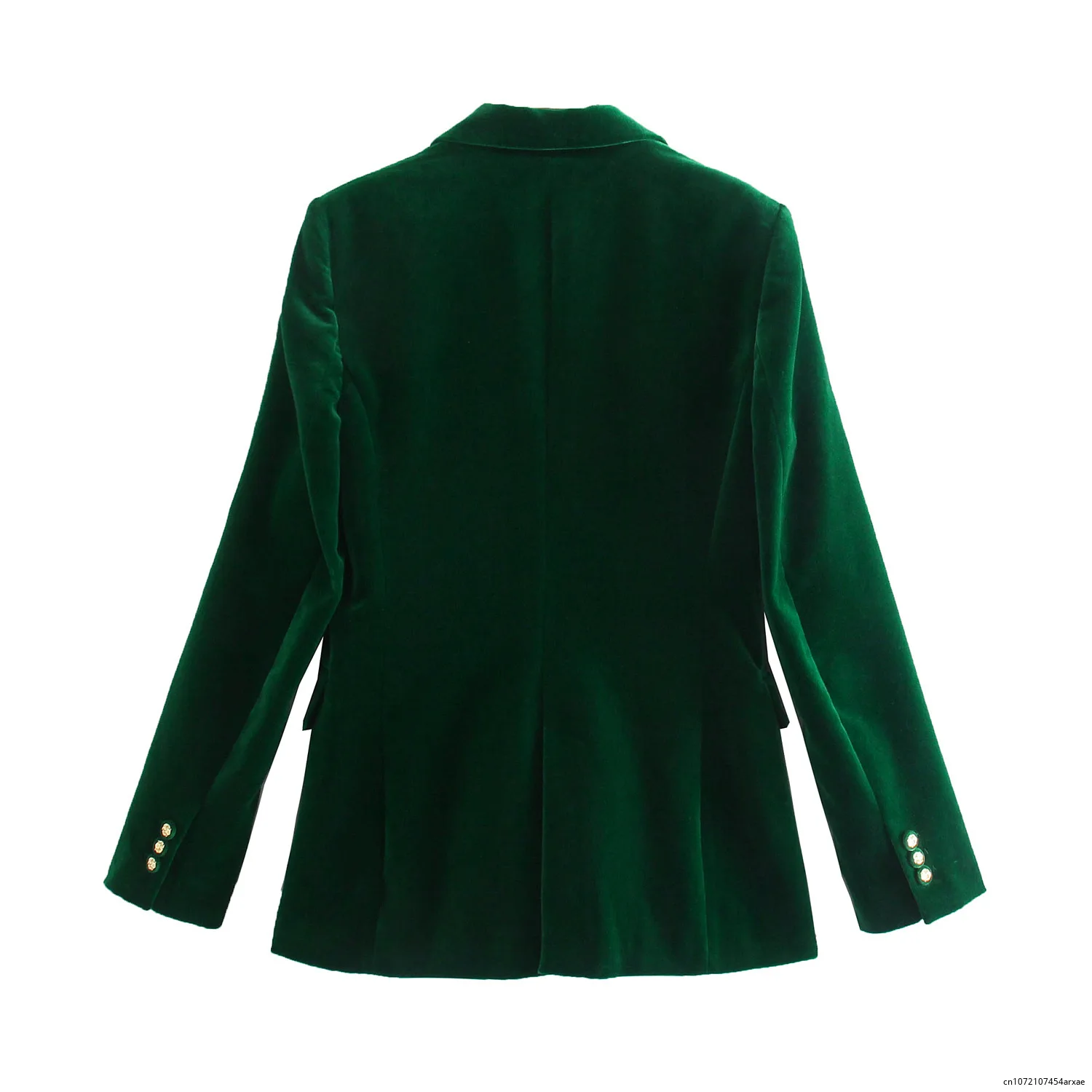 Elegant Velvet Women Blazer Fashion Office Wear Buttons-Up Long Sleeve Pockets Vintage Blazer Green Female Outfitt