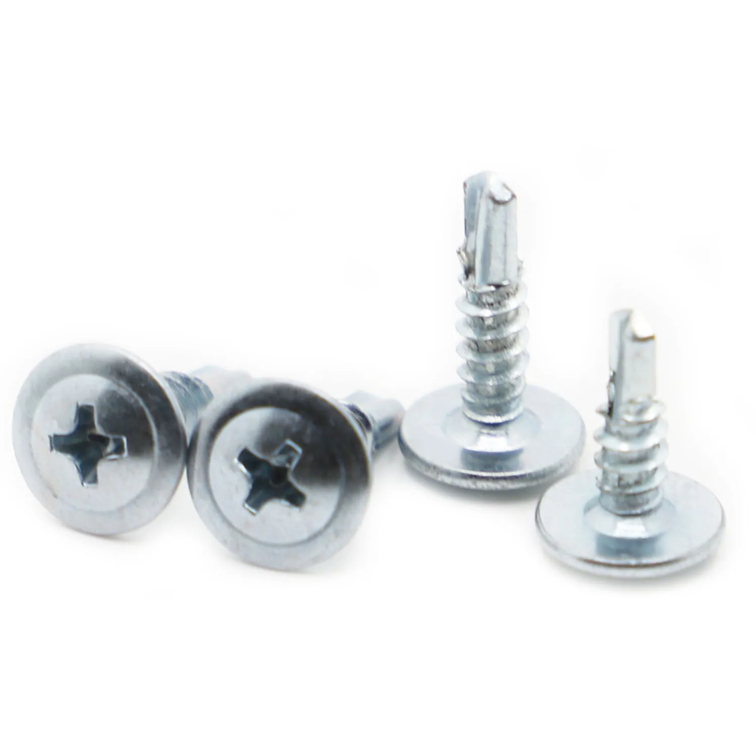 50pcs M4.2 Blue Zinc Plated Carbon Steel Round Head Drill Type Self Tapping Screw Drilling Tail Screws