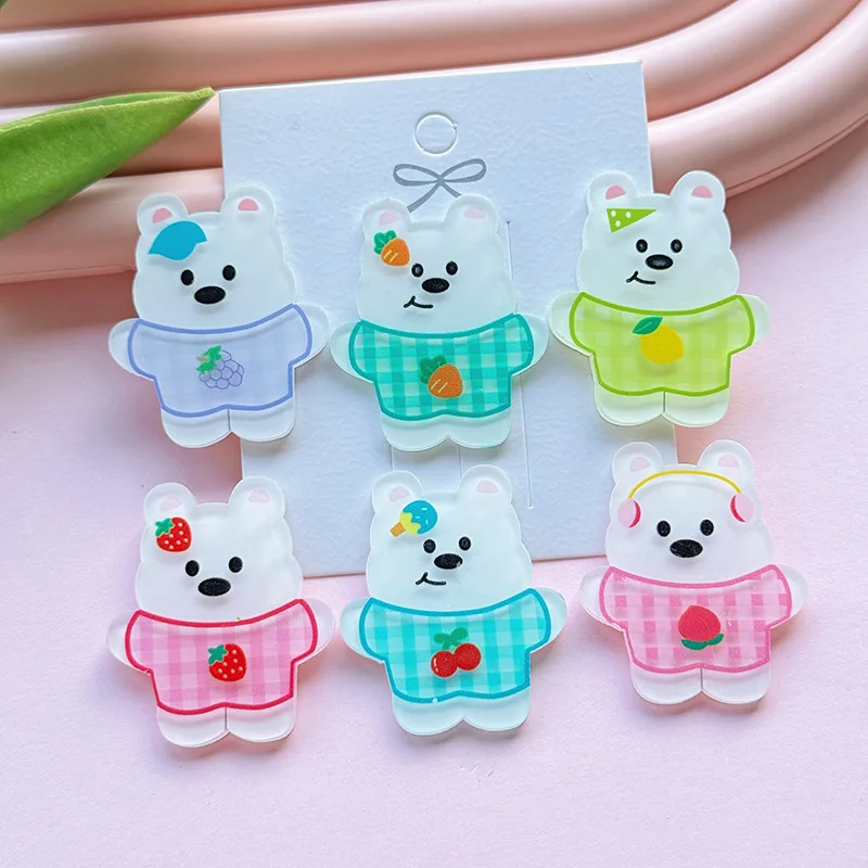 5 pièces miniso dessin animé acrylique mignon rouge pa flatback bricolage épingle à cheveux couvre-chef étui de téléphone portable sac hairb camarade de classe flatback