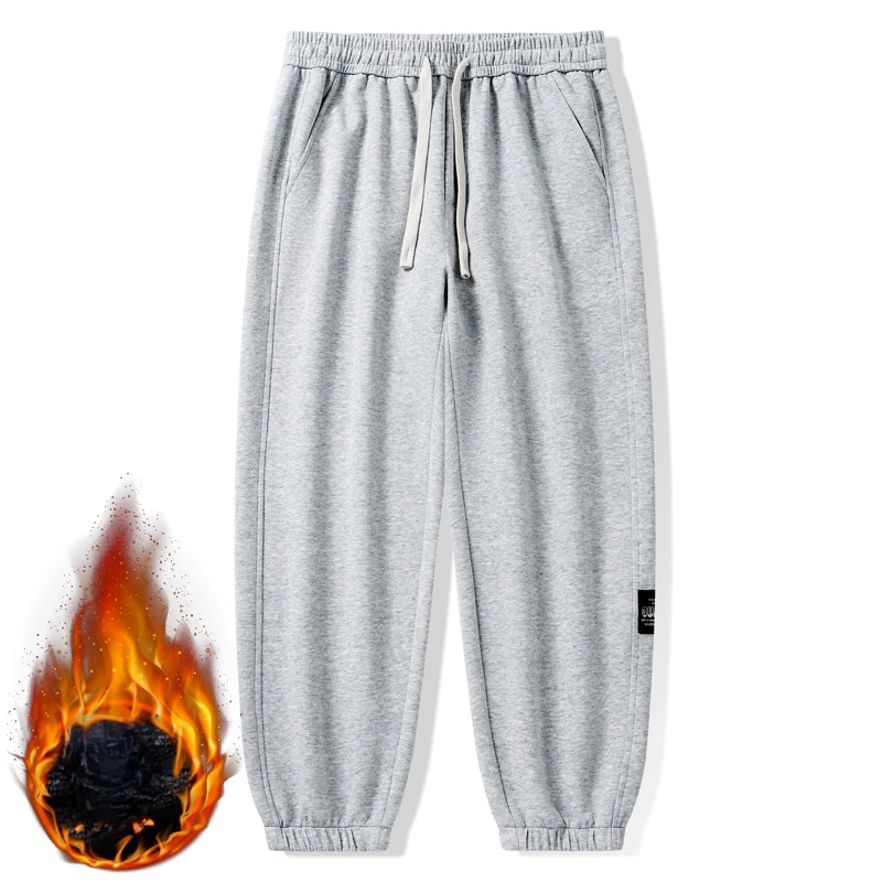 High Street Versatile Casual Elastico in vita con coulisse Pantaloni sportivi Maschile in pile imbottito Moda Uomo Autunno Inverno Pantaloni Pantaloni spessi