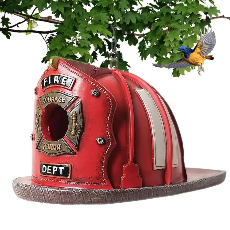 Creative Resin Bird House Cottage Outdoor Waterproof Bird House Birds Nest Bird Feeder For Garden Colorful Hanging Birdhouse