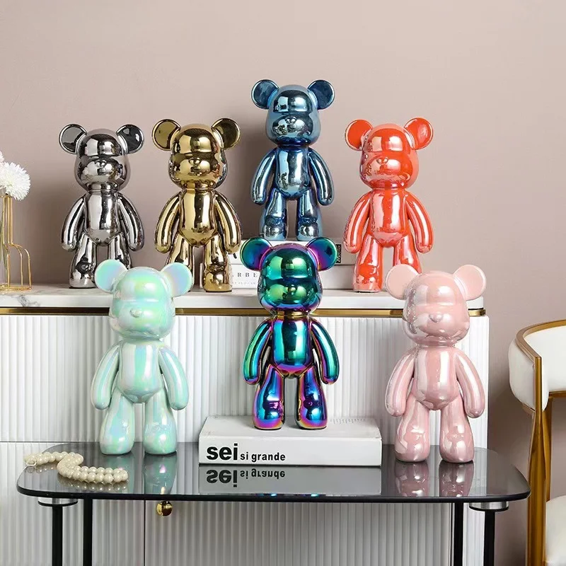 Keramik 27 cm Bunte Überzug Bär Skulptur Hause Wohnzimmer Desktop Dekorative Statue Neue Haus Innen Dekoration Ornamente