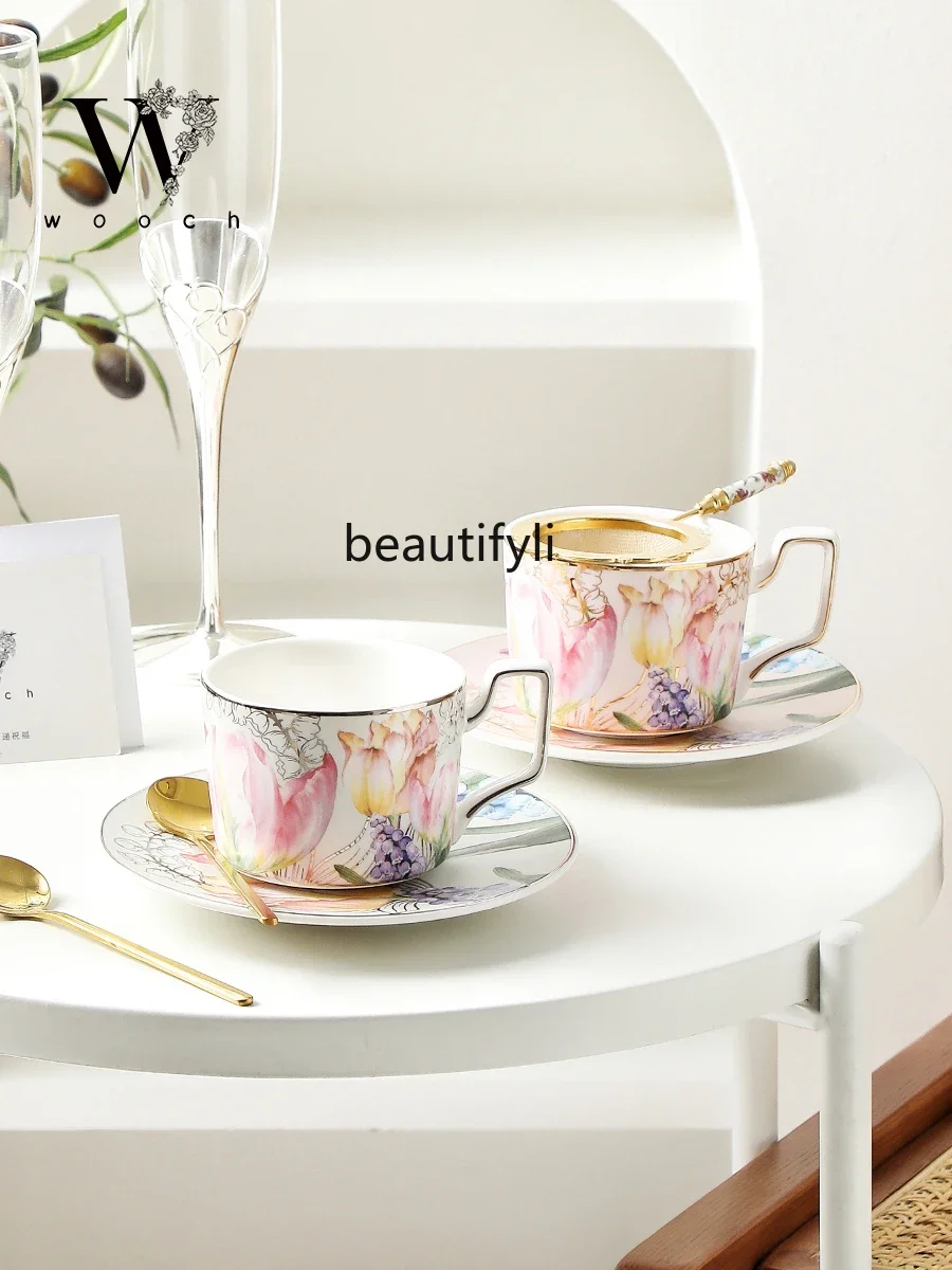 Lily of the Valley Cup Saucer Gift Box High-end Light Luxury Coffee Cup Birthday Wedding Gift