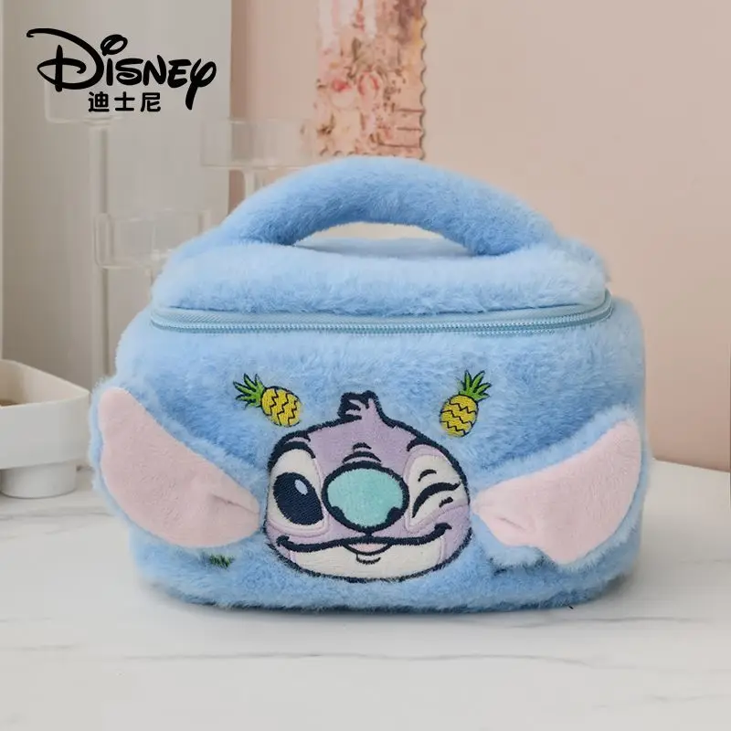 

Disney Winter Fashion Light Luxury Plush Cartoon Stitch Cute Storage Bag for Women, Large Capacity Portable Makeup Bag