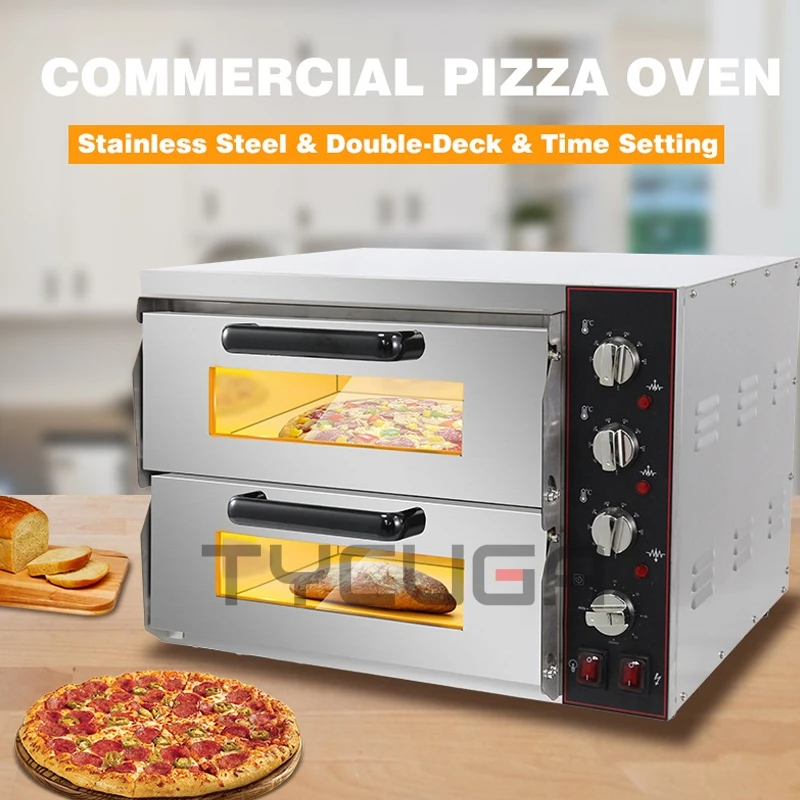 9/12 Inch Electric Pizza Oven Single/Double layer Baker Oven Stainless Steel Baking Machine Commercial Professional Baking Oven