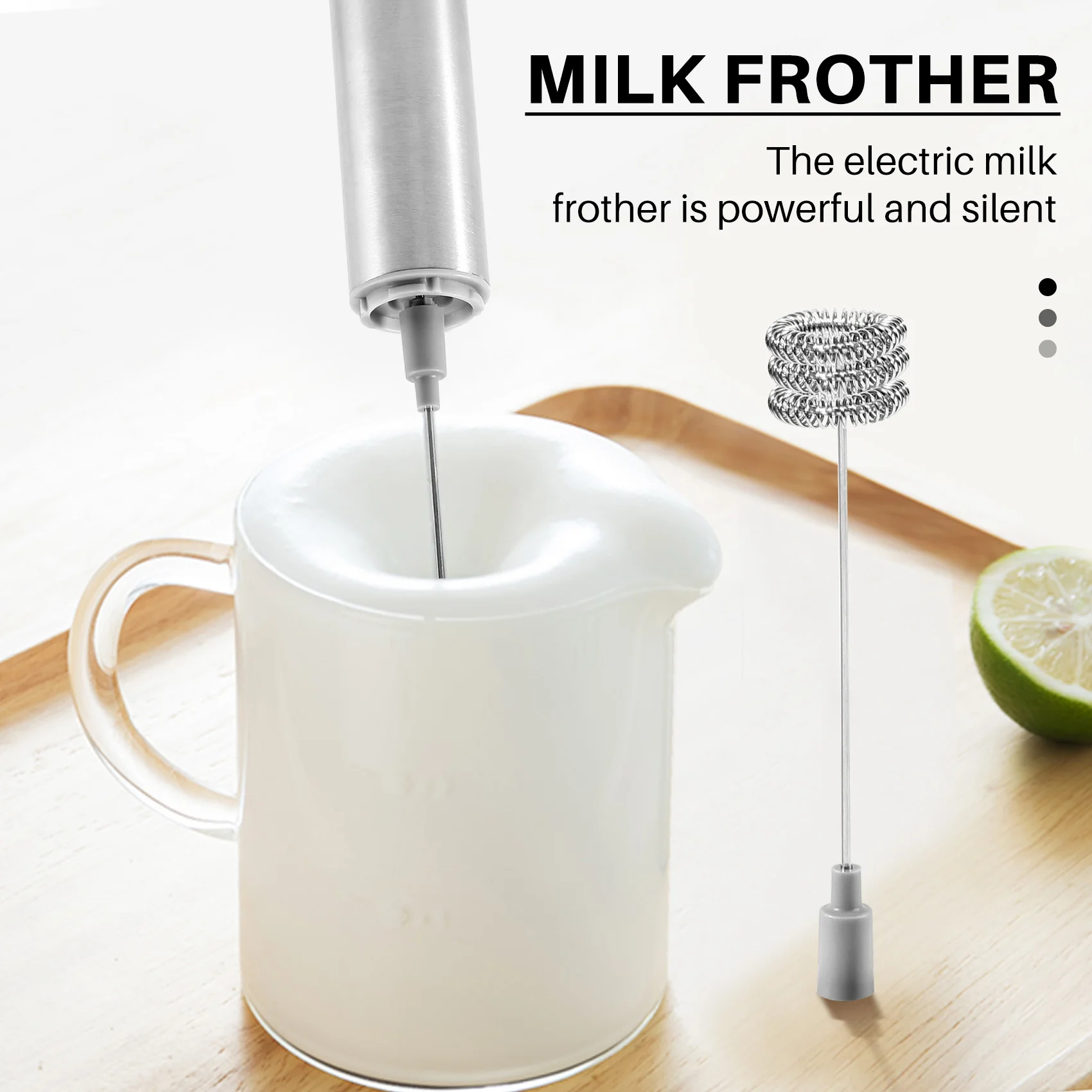 Milk Frother Handheld Three-Layer of Whisk- Battery Operated Electric Foam Maker for Coffee, Latte, Hot Chocolate