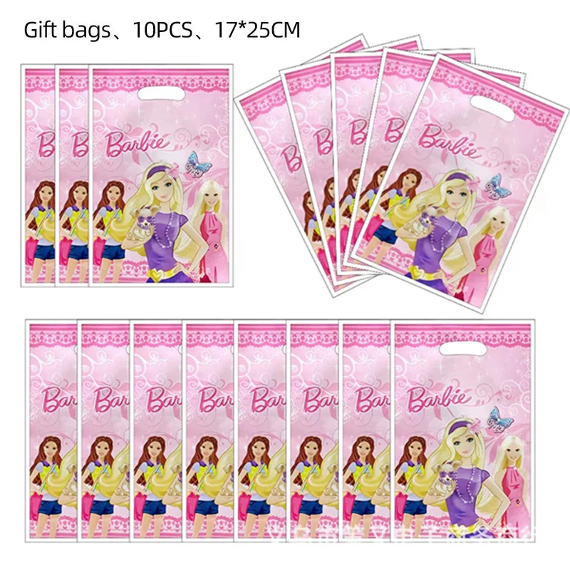 Barbie Girl Birthday Party Decorations Pink Princess Theme Candy Loot Bag Gift Bag Kids Girls Favors Baby Shower Party Supplies