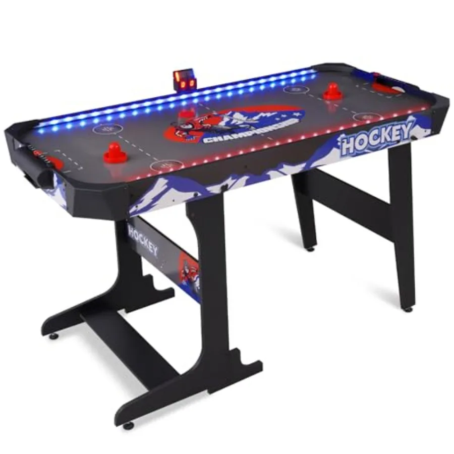

Игровой набор для аэрохоккея с 57 светодиодами, складной стол, в аркадном стиле, с электронным счетчиком очков, выключателем питания, мощным мотором, идеальный вариант