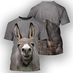 Fashion Sheep Bull Donkey Horse T-shirt Men Cool Animal 3d Animal Alpaca Print Short Sleeves Summer Street T Shirt Kids Clothes