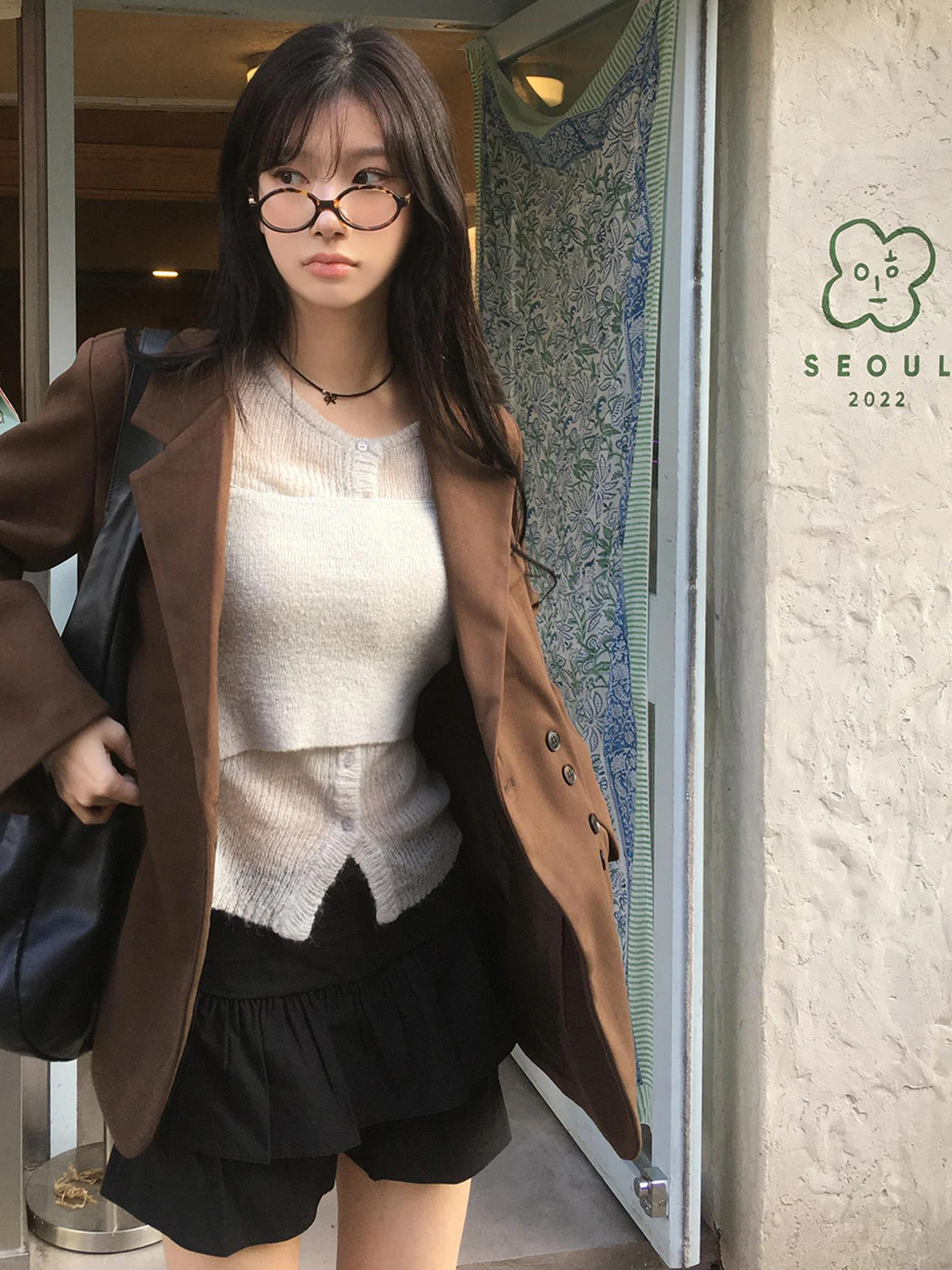 

Retro Street Sle Women's Long Sve Suit Jaet Chic Outerwear Korean Faion Commute Appropriate Ele Personali