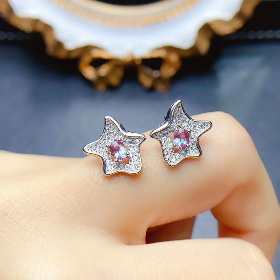 

Sterling Silver Starfish Earrings Oval Alexandrite Starfish Earrings 925 Sterling Silver Fine Alexandrite Jewelry