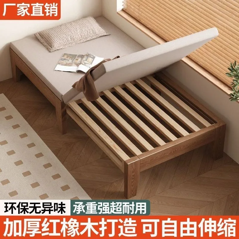 Solid wood folding sofa bed 2026 dual-purpose telescopic folding sitting and lying small apartment household living room
