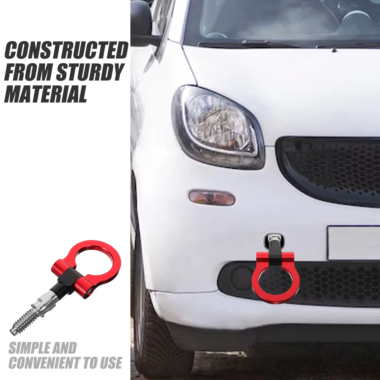 Heavy Duty Car Tow Hook Made of Sturdy Metal for Towing Trailers Flat Cars and Vehicles Easy Install Compact Lightweight Towing