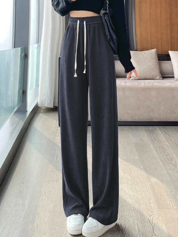 

Женские повседневные брюки с высокой талией и широкими штанинами, больших размеров, весенняя новинка, свободные, универсальные, удобные, прямого кроя, с эффектом похудения