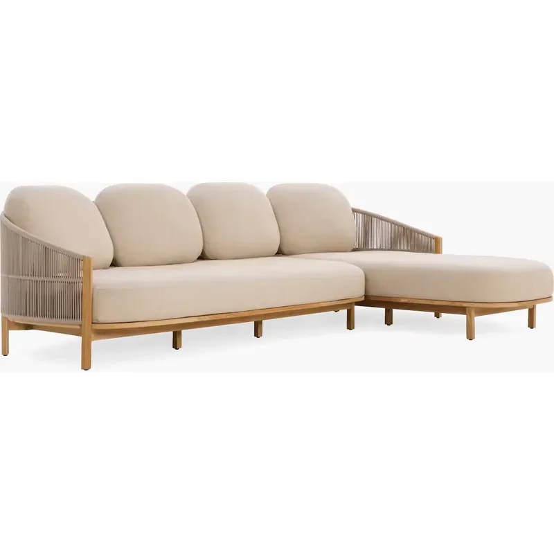 Solid Teak Outdoor Combo Sofa Chair Modular Terrace Leisure Sofa Weathering Garden Furniture for Villa Backyard