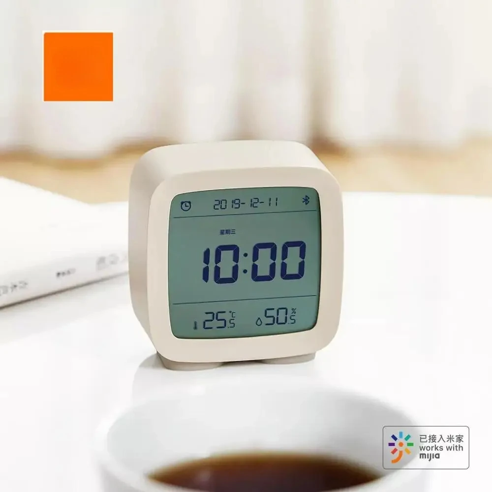 ยูพิน เคลียร์กราสนาฬิกาปลุกบลูทูธอุณหภูมิความชื้นจอแสดงผลหน้าจอ LCD ไฟกลางคืนแบบปรับได้พร้อมแอพมิเจียสมาร์ทโฮม
